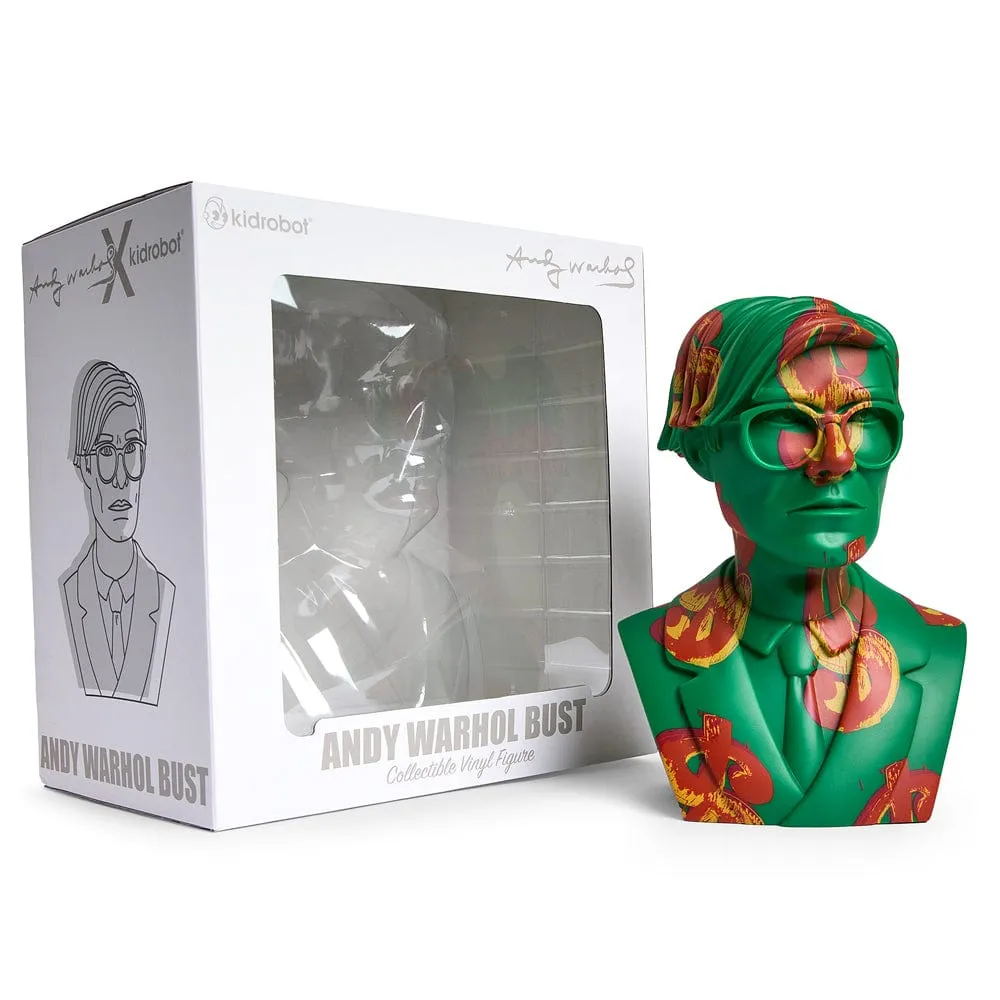 Andy Warhol - Green Dollar Sign 12" Bust Vinyl Figure Sculpture by Kidrobot