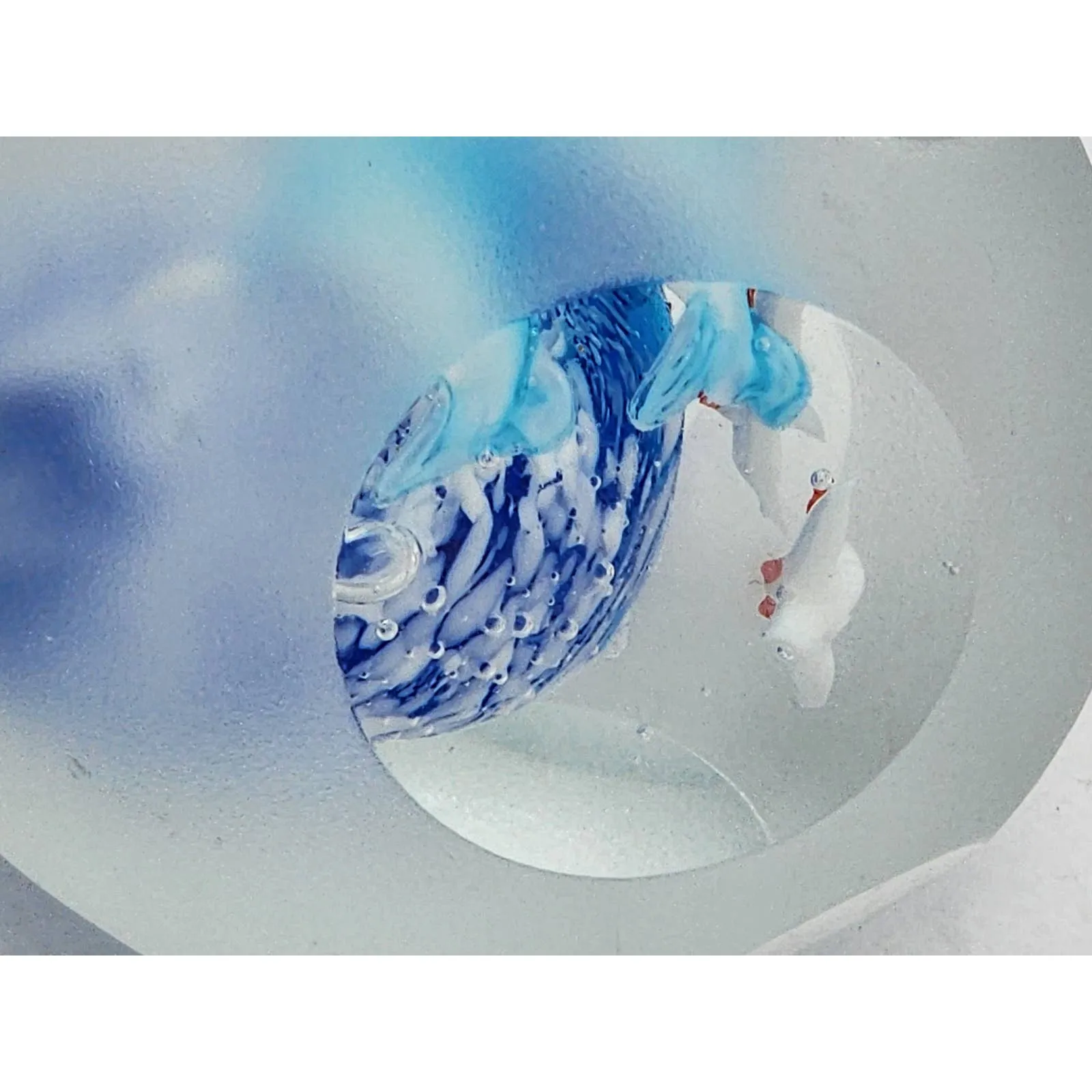 Art Glass Aquarium Paperweight Bird Fish Coral Reef Home Office Decor Underwater