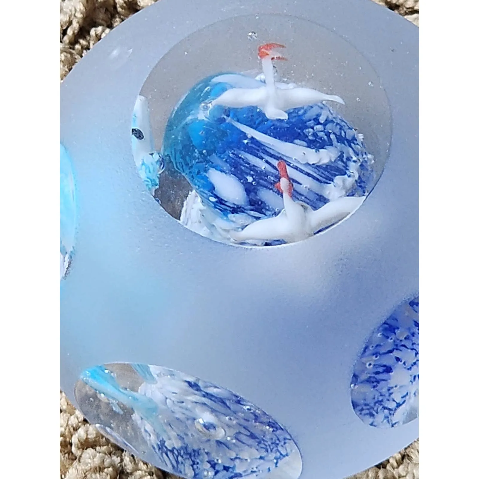 Art Glass Aquarium Paperweight Bird Fish Coral Reef Home Office Decor Underwater