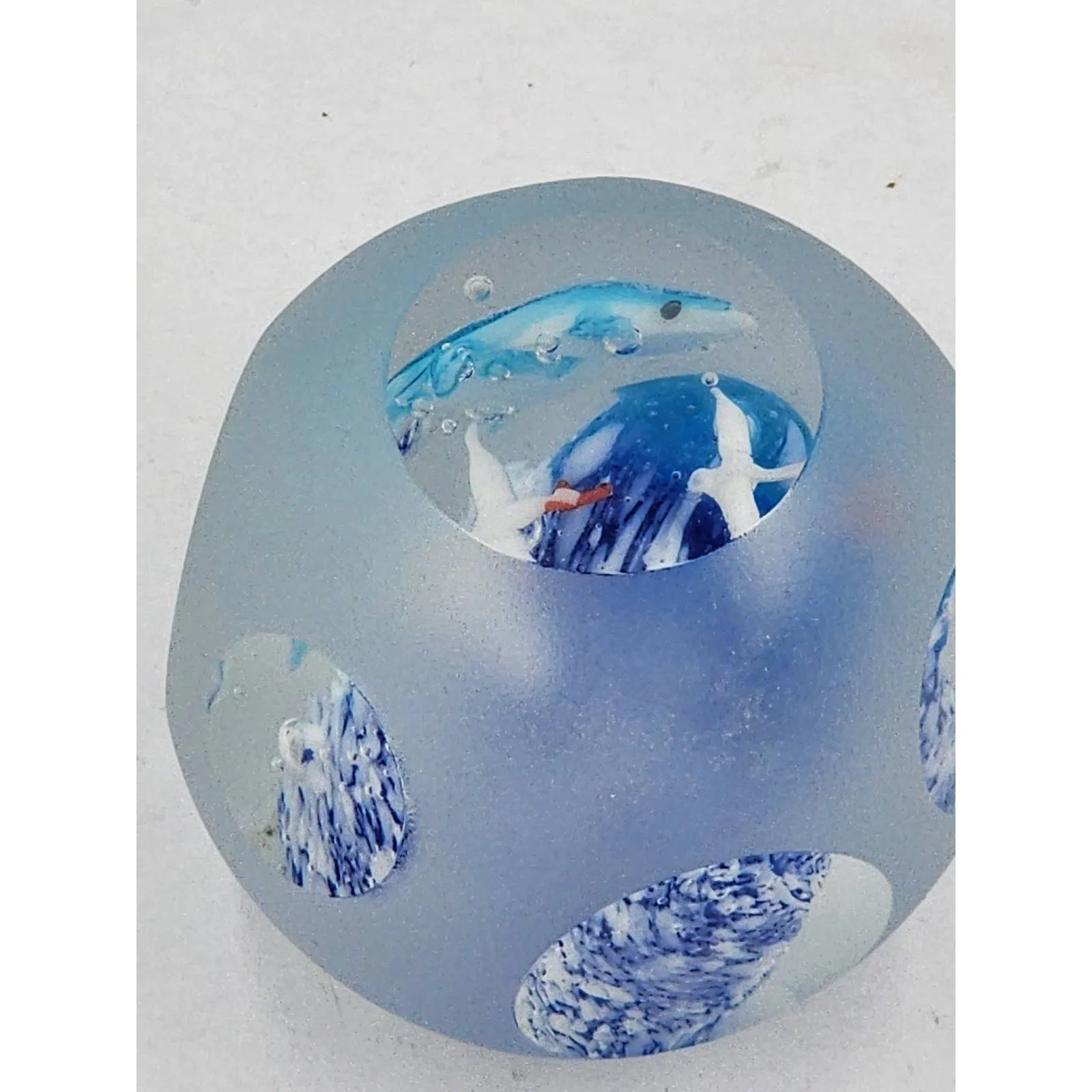 Art Glass Aquarium Paperweight Bird Fish Coral Reef Home Office Decor Underwater