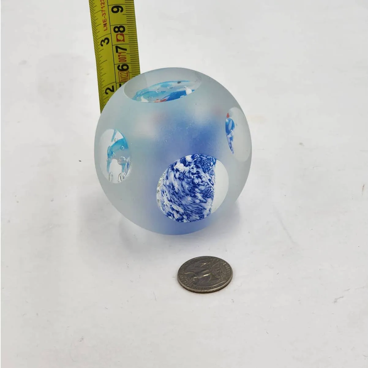 Art Glass Aquarium Paperweight Bird Fish Coral Reef Home Office Decor Underwater