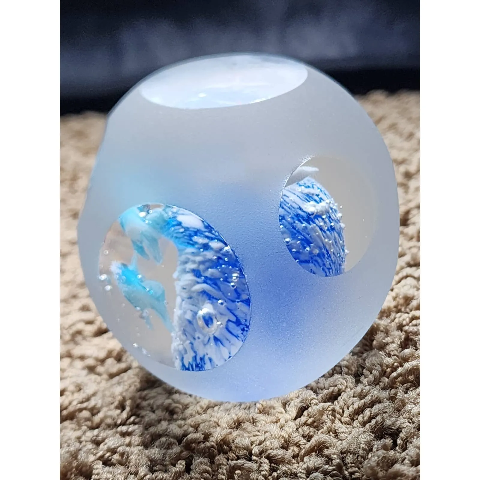 Art Glass Aquarium Paperweight Bird Fish Coral Reef Home Office Decor Underwater
