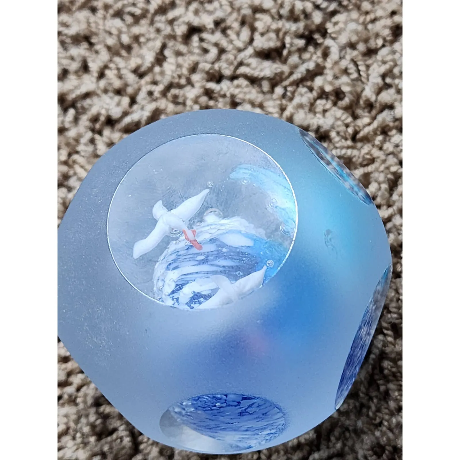 Art Glass Aquarium Paperweight Bird Fish Coral Reef Home Office Decor Underwater