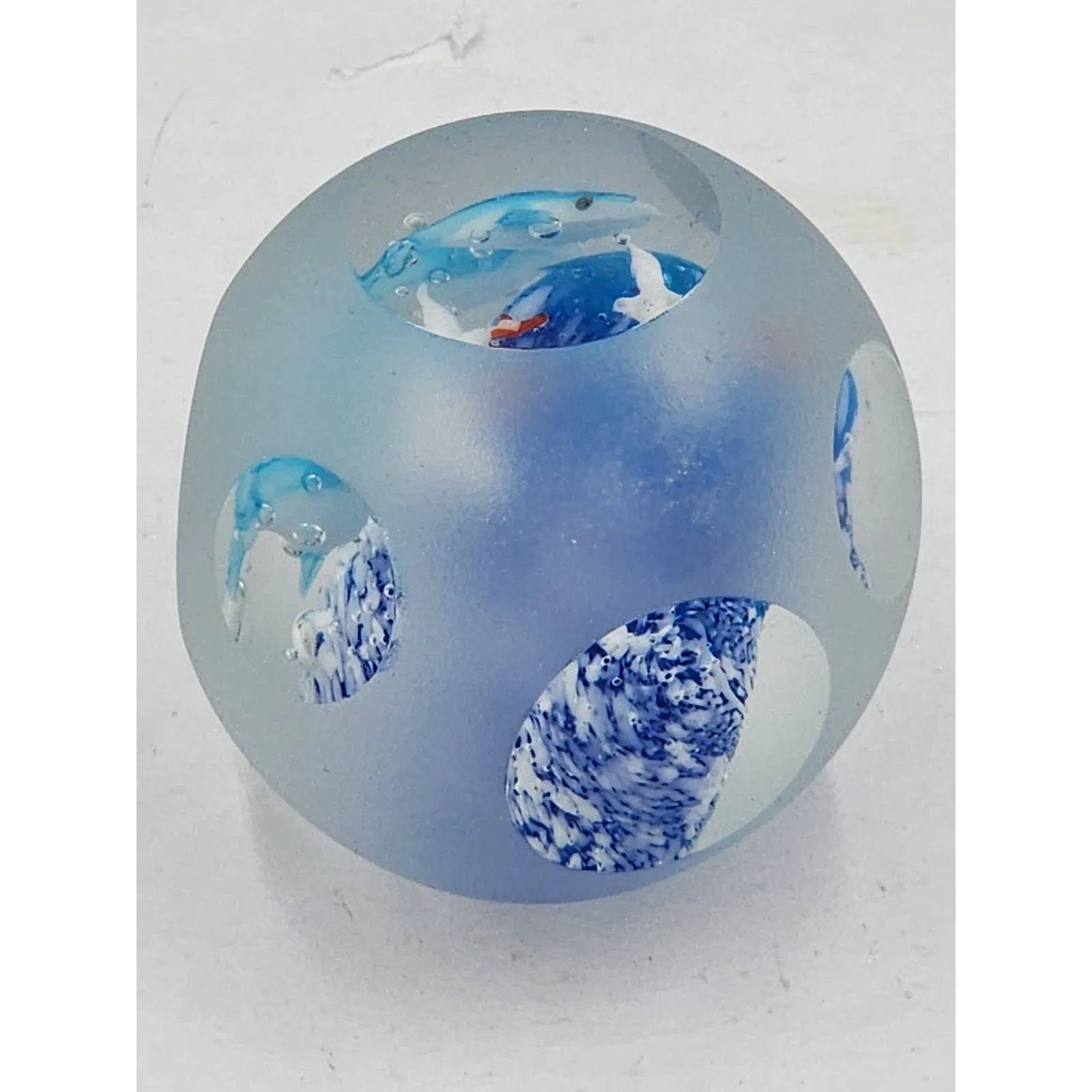 Art Glass Aquarium Paperweight Bird Fish Coral Reef Home Office Decor Underwater