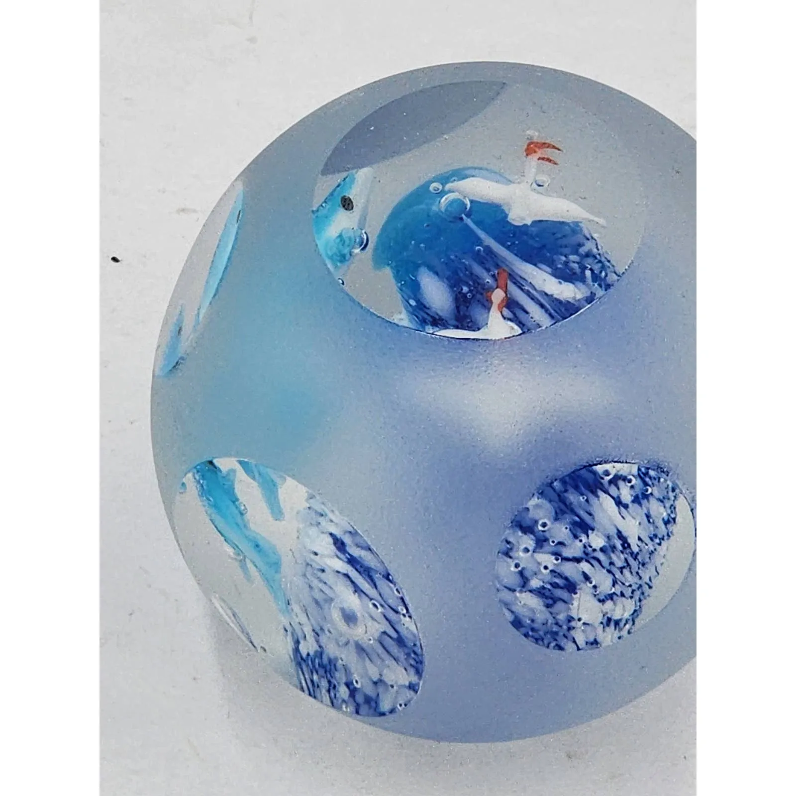 Art Glass Aquarium Paperweight Bird Fish Coral Reef Home Office Decor Underwater