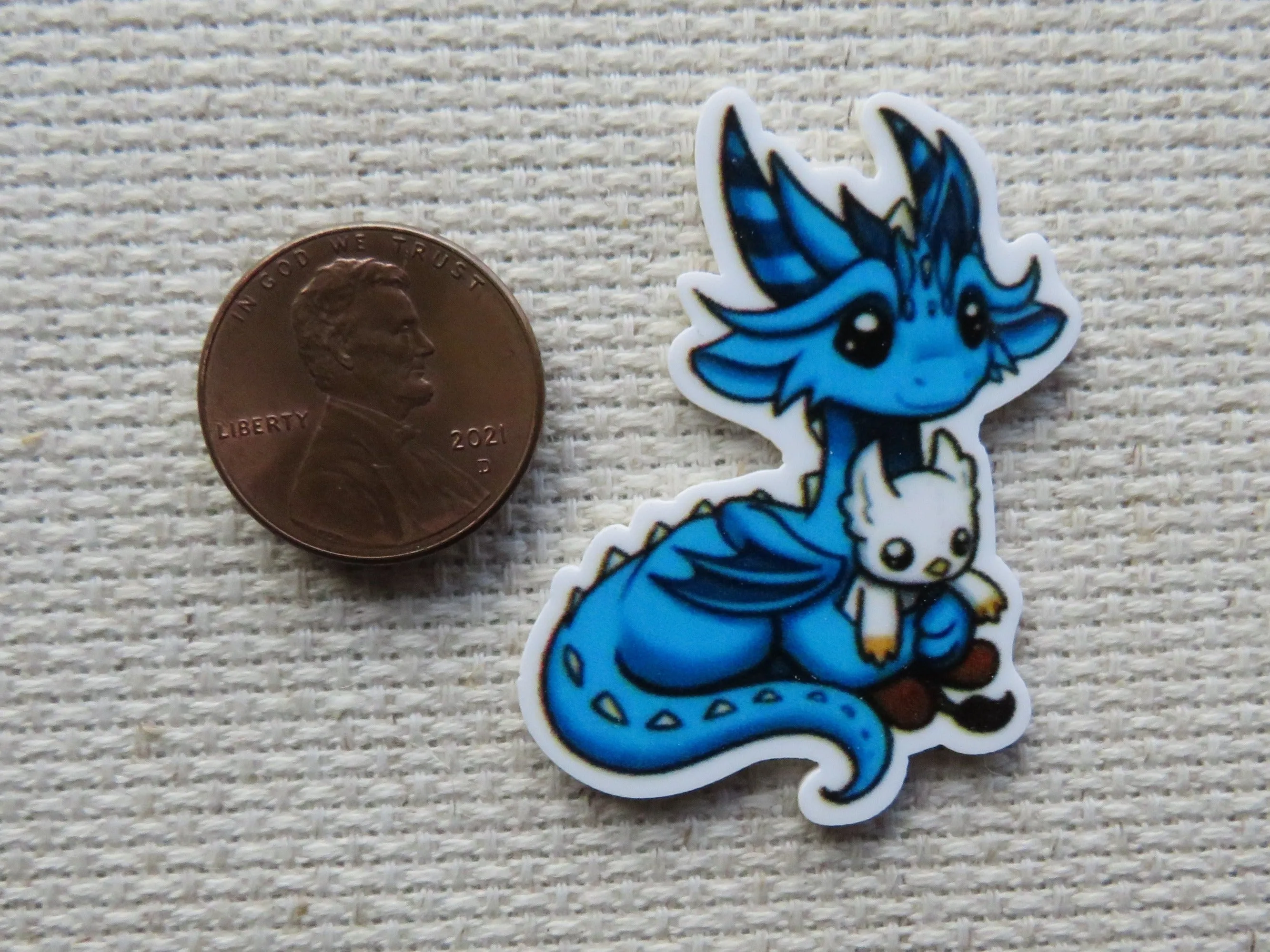 Cute Teal Blue Dragon Needle Minder, Cover Minder, Magnet