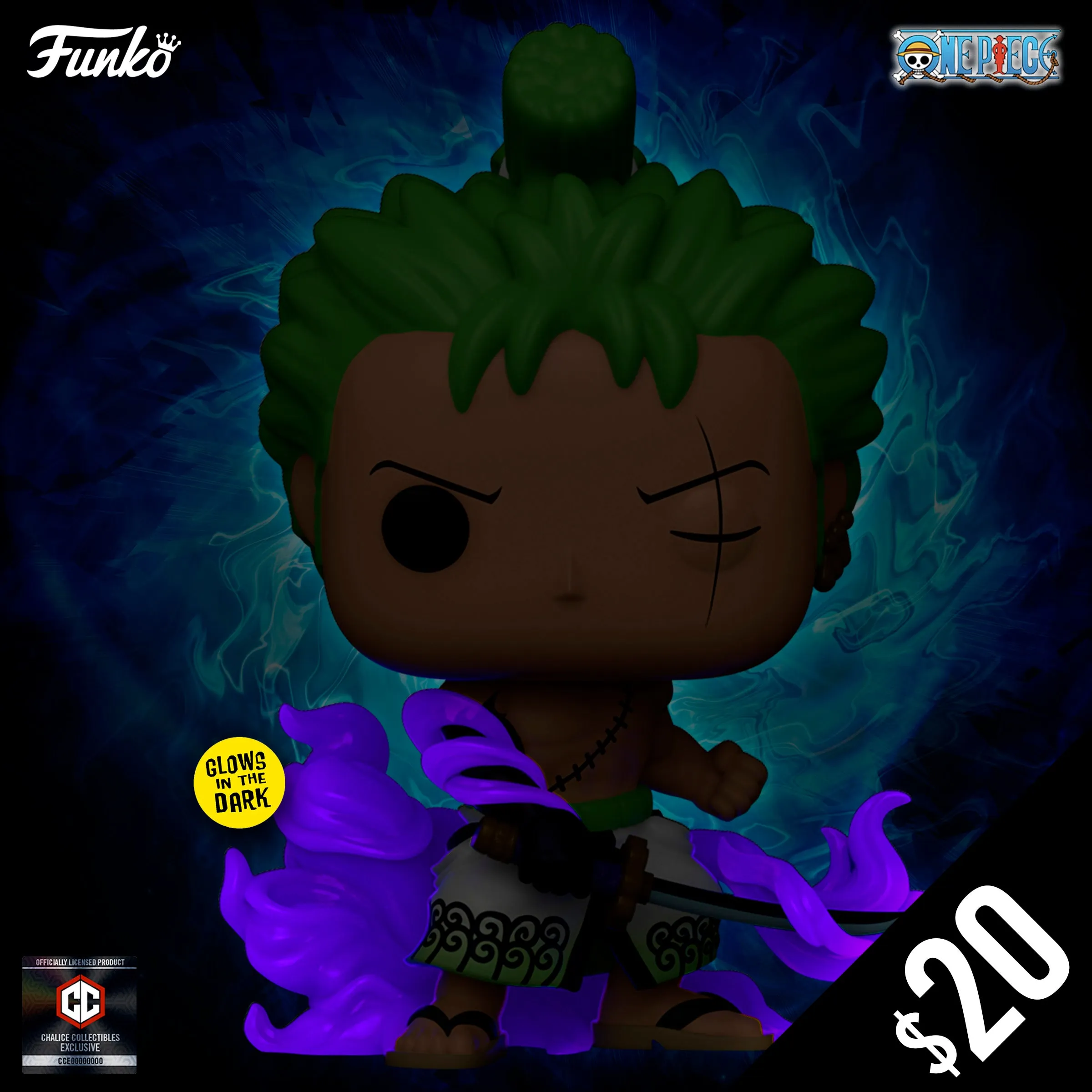Funko Pop! Chalice Collectibles Exclusive: One Piece - ZORO (ENMA) (GITD) #1288